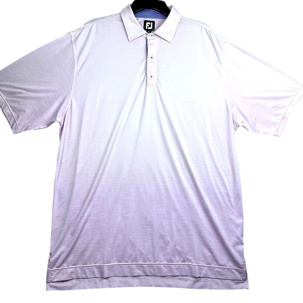 FootJoy Men's L Pink Golf Polo Shirt‎ Performance Stretch Athletic FJ Logo